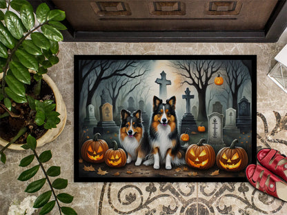 Sheltie Spooky Halloween Doormat