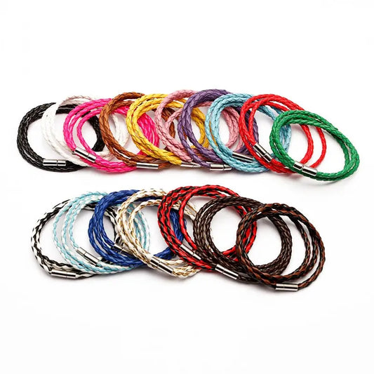 Colorful Fashion PU Braided Leather Bracelet