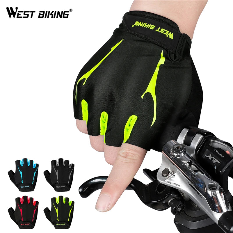 WEST BIKING Breathable Cycling Gloves GEL Liquid Silicone Palm Non-slip Sports Full Finger Bicycle Glove Half Finger Bike Gloves