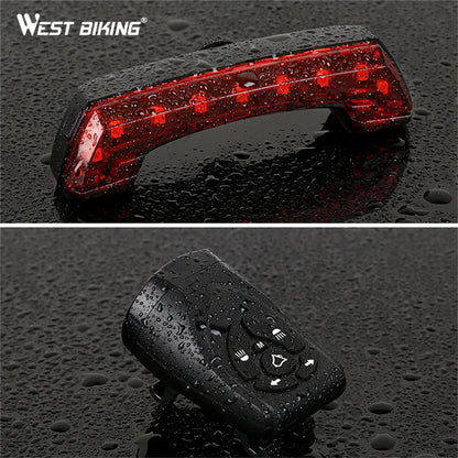 WEST BIKING Bike Tail Light Turn Signal Warning Cycling Rear Lights Smart Wireless Remote Control Horn Light MTB Bicycle Light