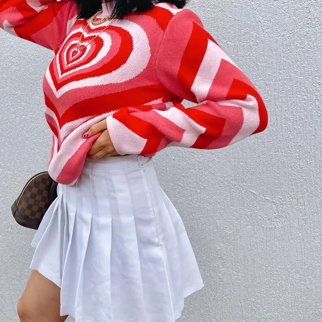 Heart Striped Turtleneck Pullovers - MyGadgets411