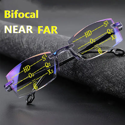 New Diamond-cut Bifocal Progressive Reading Glasses for Men