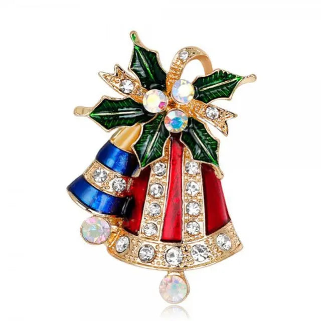 Rhinestone Crystal Christmas Enamel Brooch Pin