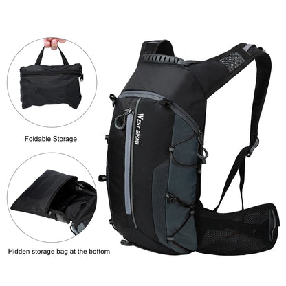 WEST BIKING Bicycle Bag Water Bag 10L Portable Waterproof Sports Bag MTB Road Bike Cycling Hiking Climbing Hydration Backpack