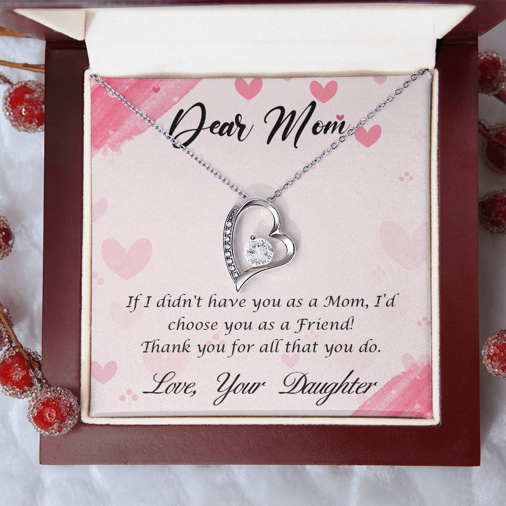 Dear Mom (Daughter) - Forever Love Necklace with On Demand Message Card