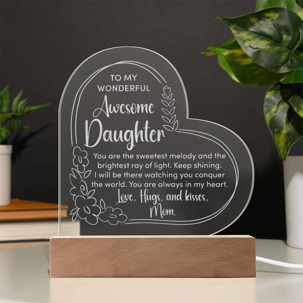 Awesome Daughter - Engraved Acrylic Heart Plaque