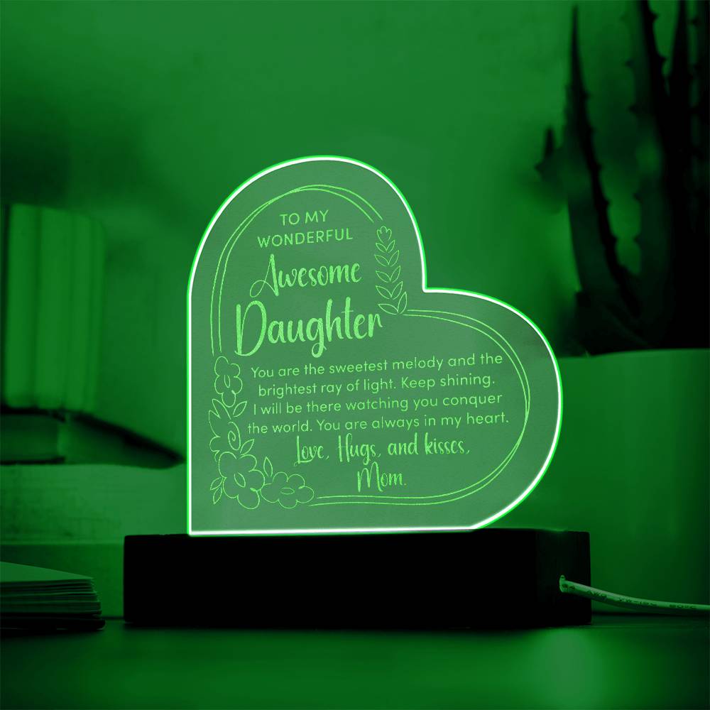 Awesome Daughter - Engraved Acrylic Heart Plaque