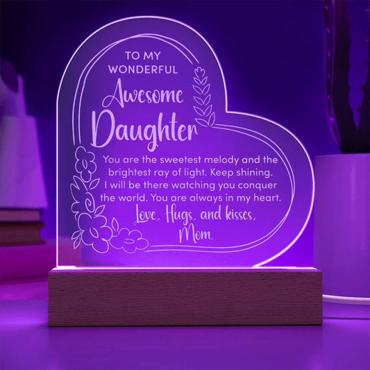 Awesome Daughter - Engraved Acrylic Heart Plaque