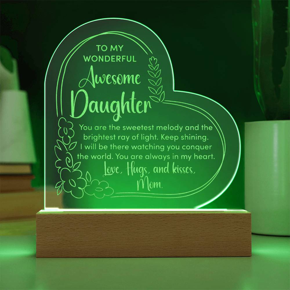 Awesome Daughter - Engraved Acrylic Heart Plaque