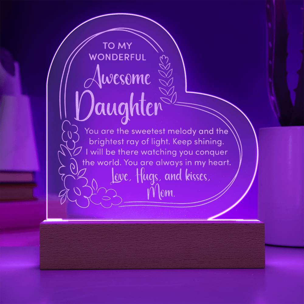 Awesome Daughter - Engraved Acrylic Heart Plaque