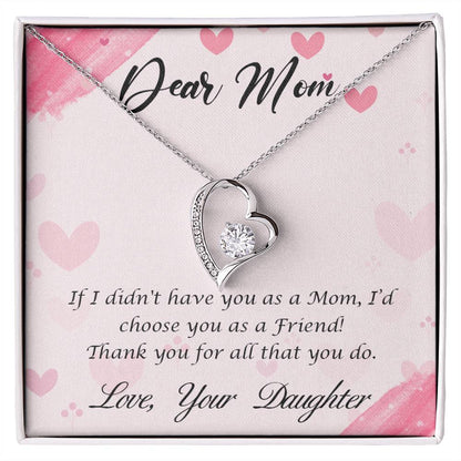 Dear Mom (Daughter) - Forever Love Necklace with On Demand Message Card