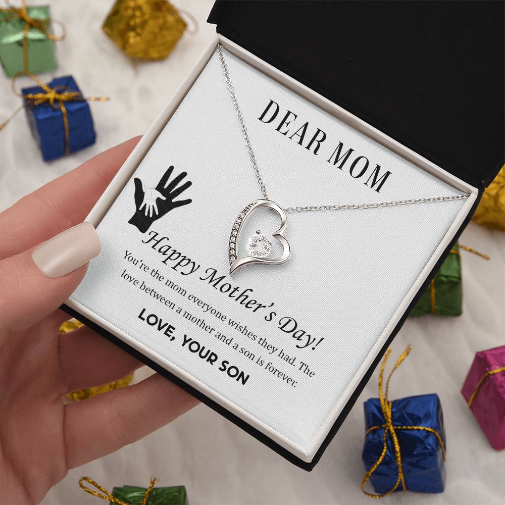 Dear Mom (Son) - Forever Love Necklace with On Demand Message Card