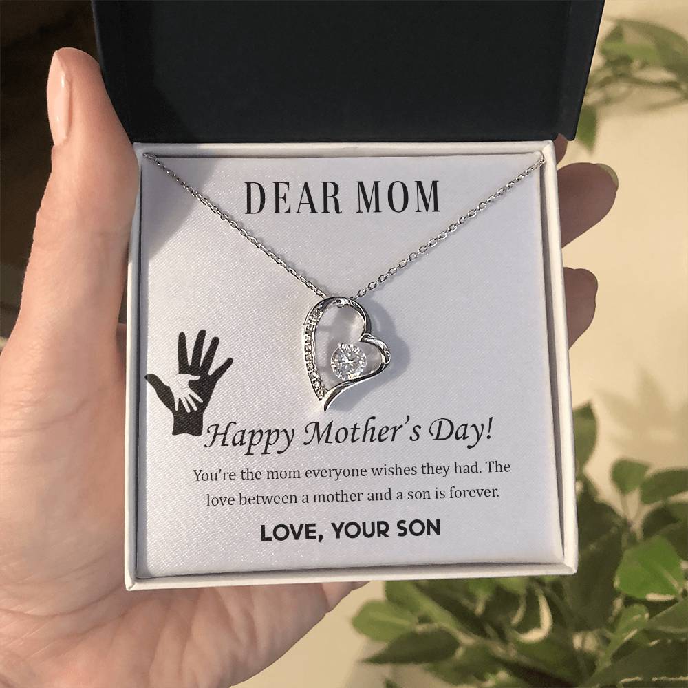 Dear Mom (Son) - Forever Love Necklace with On Demand Message Card