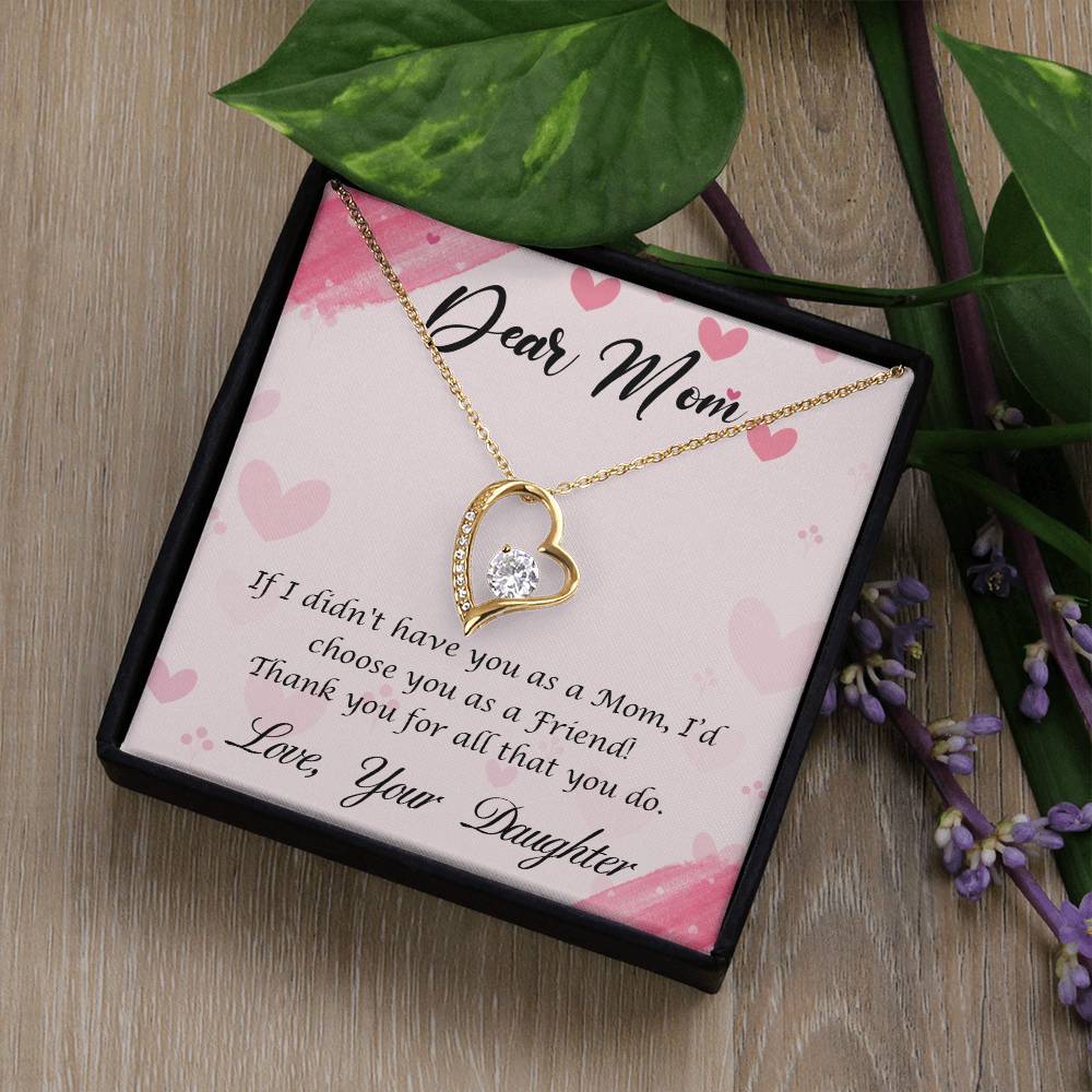 Dear Mom (Daughter) - Forever Love Necklace with On Demand Message Card