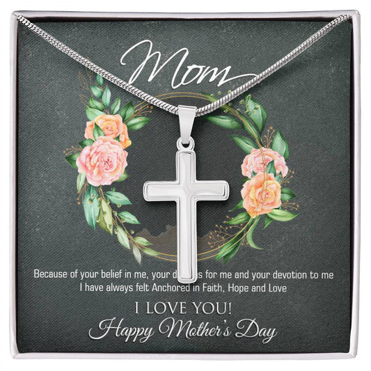 Mothers Faith - Stainless Cross Necklace with Message Card