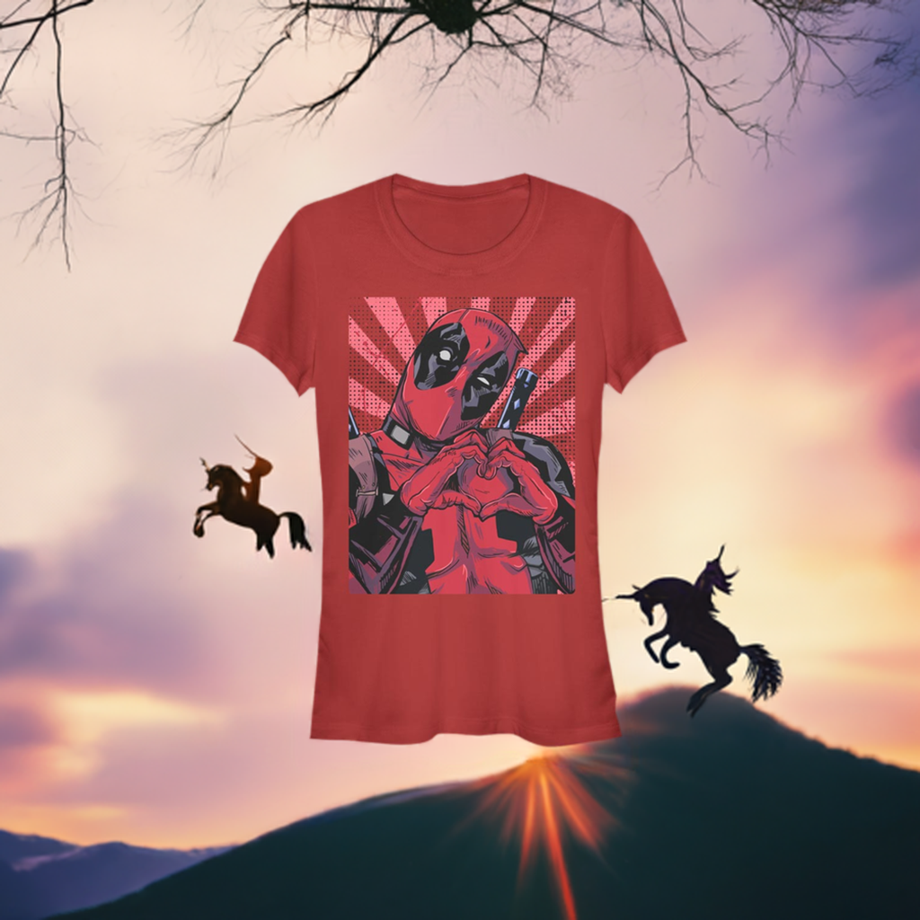 Junior's Marvel Close Heart Deadpool T-Shirt