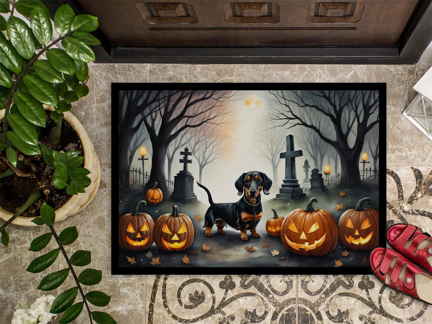 Dachshund Spooky Halloween Doormat