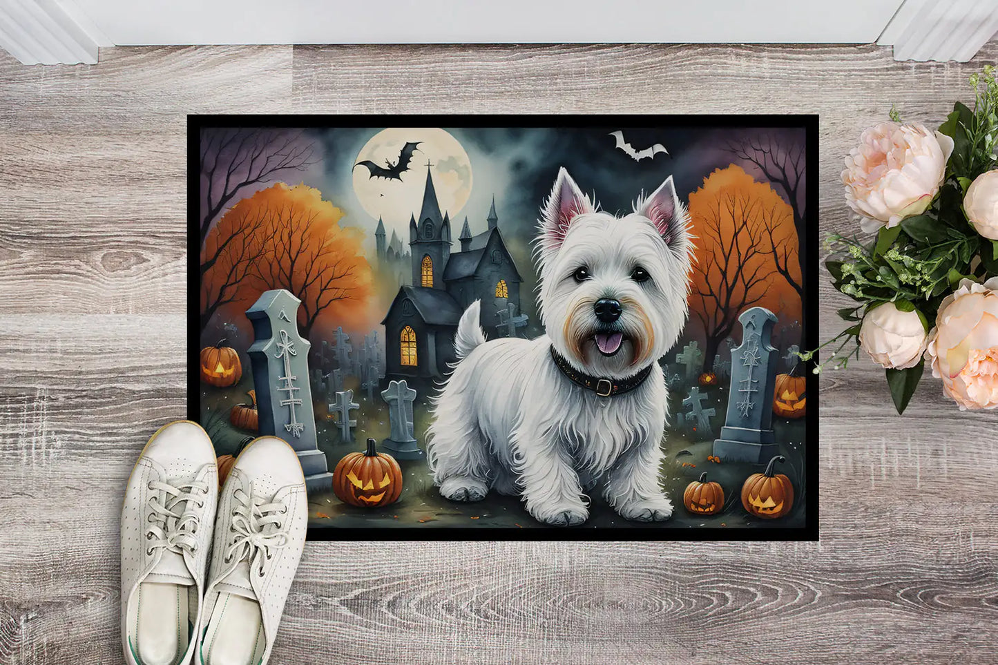 Westie Spooky Halloween Doormat