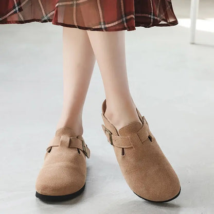 Baotou Women Closed Toe Cork Slippers