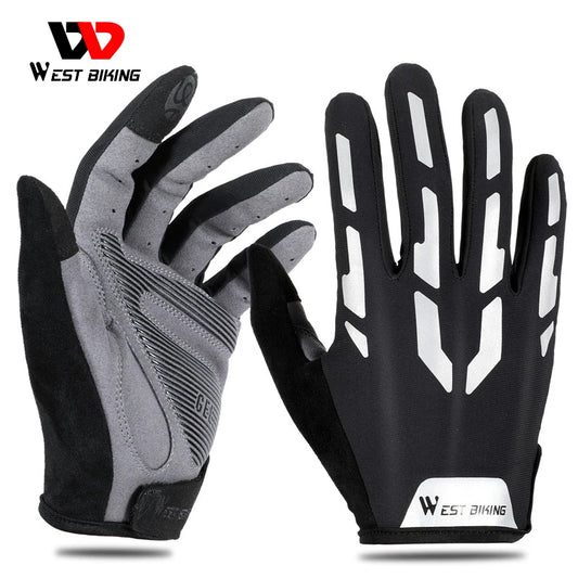 WEST BIKING Reflective Cycling Gloves Touch Screen Breathable Sports Gloves Men Women Bicycle Motorcycle Running Fitness Gloves