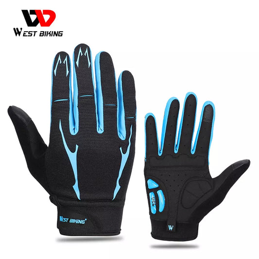 WEST BIKING Breathable Cycling Gloves GEL Liquid Silicone Palm Non-slip Sports Full Finger Bicycle Glove Half Finger Bike Gloves